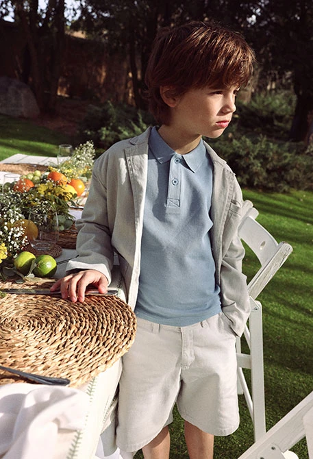 Bermuda beige algodão