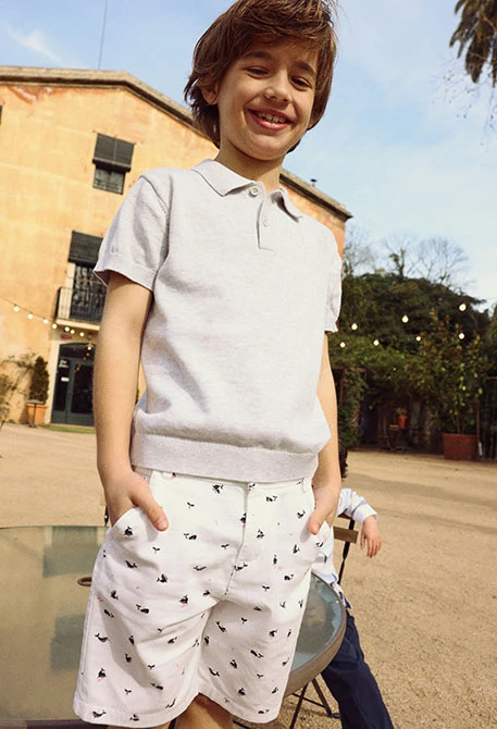 Kinder Poloshirt aus grauer Baumwolle