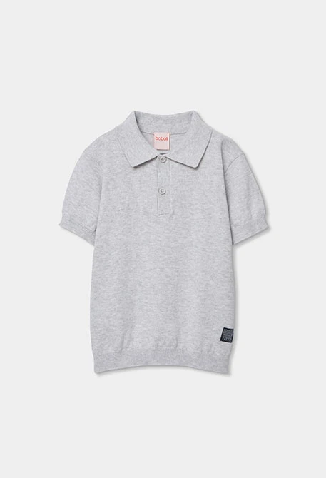Grey cotton children?s polo shirt