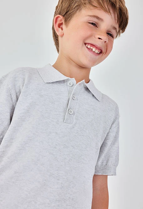 Polo criança algodão cinza