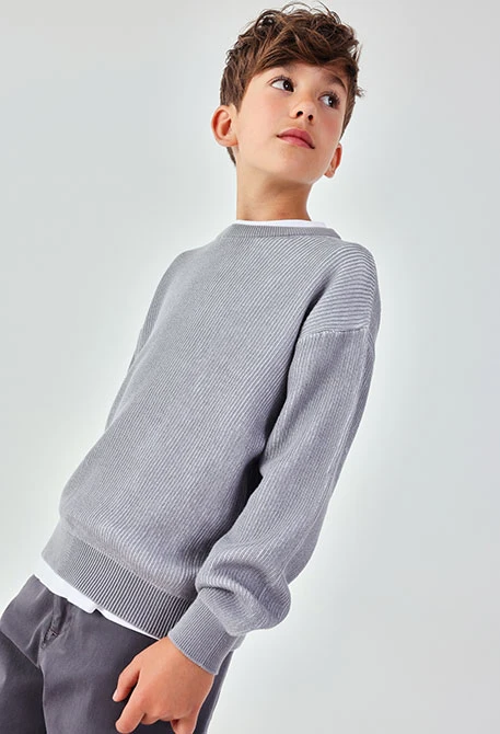 Cotton jumper for boys in grey