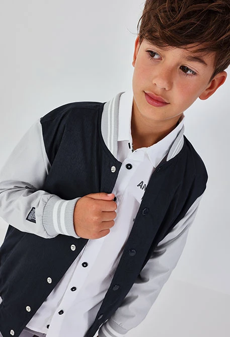 Bomber Kinder Technischer Stoff Grau