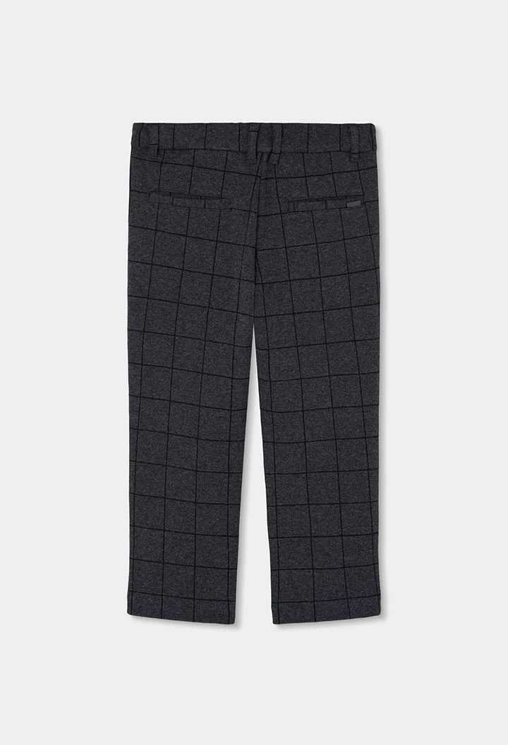 Pantalon maille carreaux garçon gris