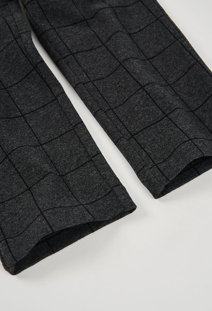 Pantalon maille carreaux garçon gris