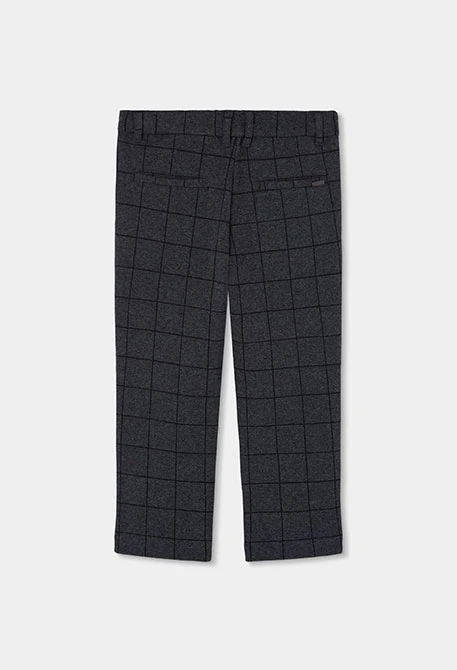 Pantalon maille carreaux garçon gris