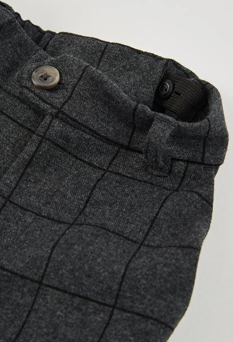 Pantalon maille carreaux garçon gris