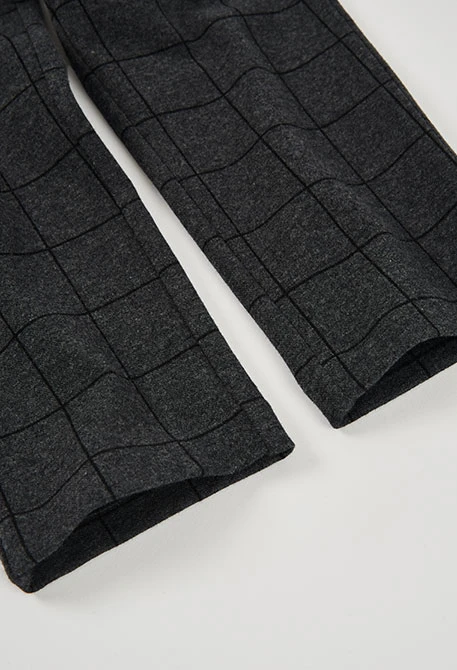 Pantalon maille carreaux garçon gris