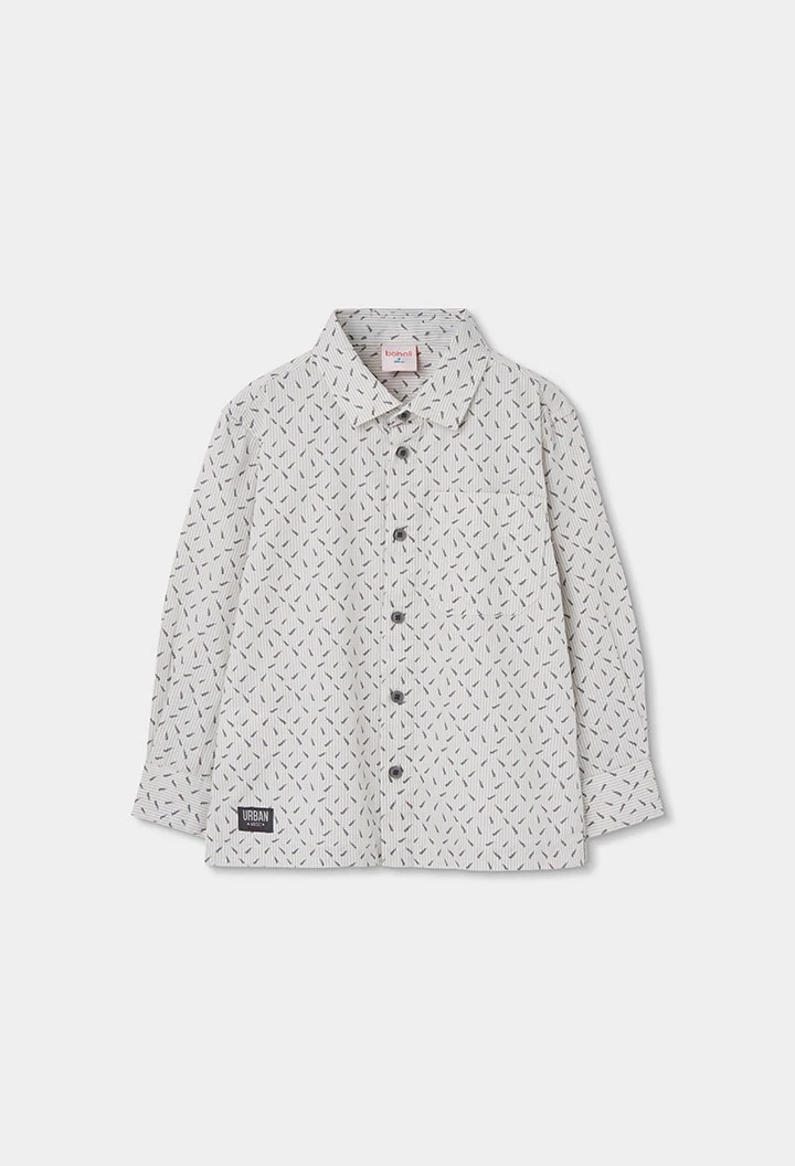 Chemise Oxford garçon imprimée manches longues gris