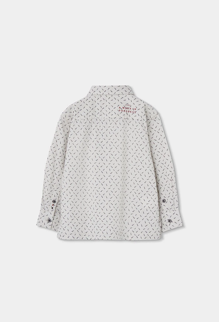 Chemise Oxford garçon imprimée manches longues gris