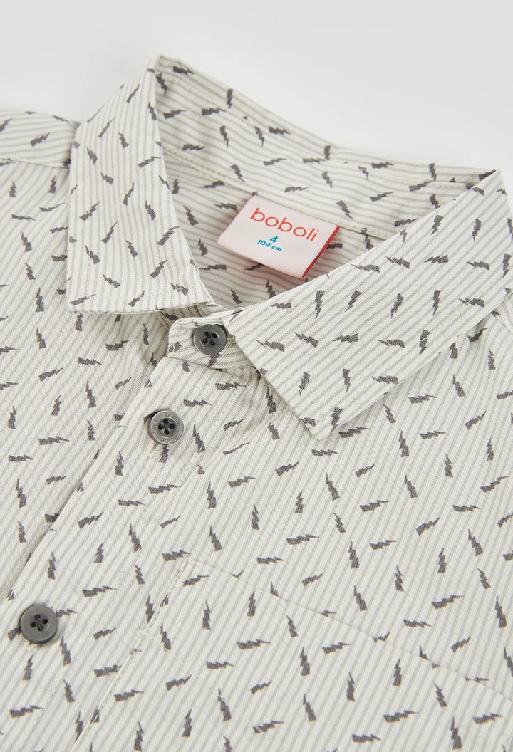 Chemise Oxford garçon imprimée manches longues gris