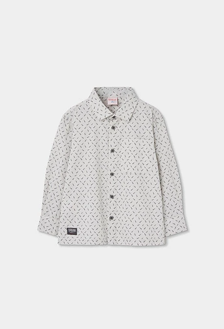 Chemise Oxford garçon imprimée manches longues gris