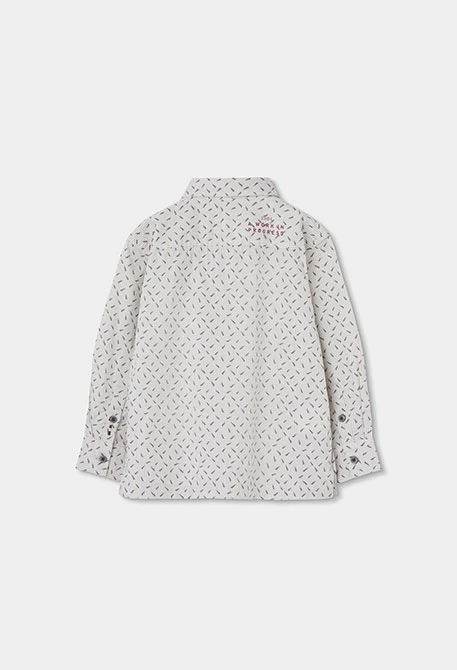 Chemise Oxford garçon imprimée manches longues gris