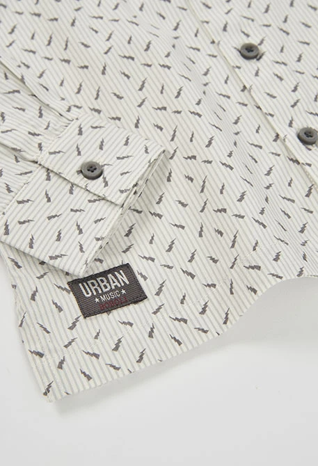 Chemise Oxford garçon imprimée manches longues gris