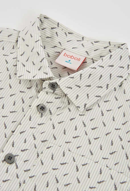 Chemise Oxford garçon imprimée manches longues gris
