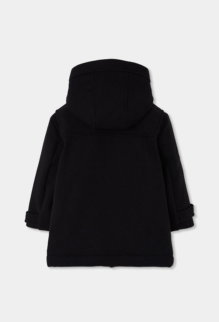 Duffle-coat drap garçon noir avec patch éclair