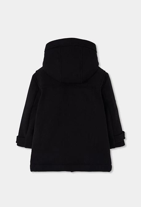 Duffle-coat drap garçon noir avec patch éclair