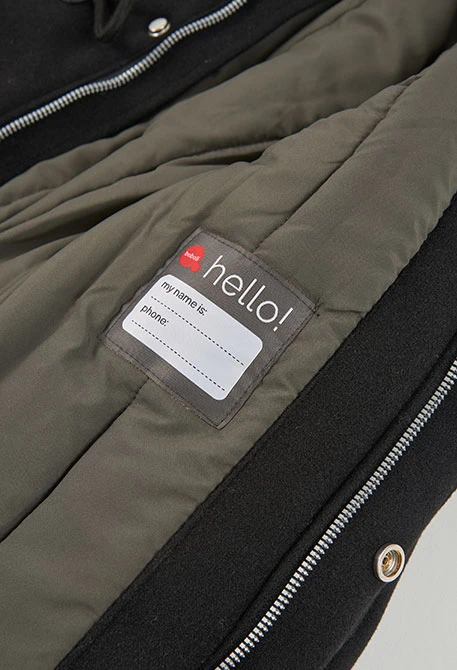 Duffle-coat drap garçon noir avec patch éclair