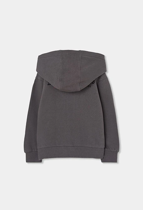 Grauer Plüsch-Kapuzenjacke für Jungen