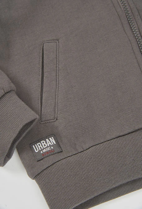 Chaqueta felpa niño gris con capucha