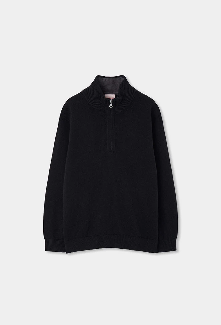 Camisola de menino preta com fecho de correr