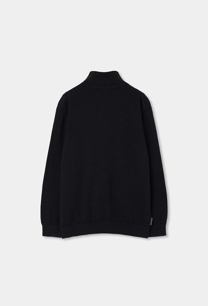 Black zip-up boy\'s jumper