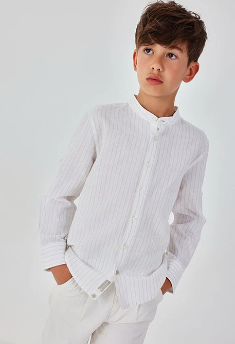 Chemise enfant en lin rayée