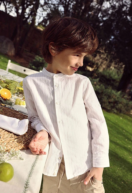 Camisa niño lino listada