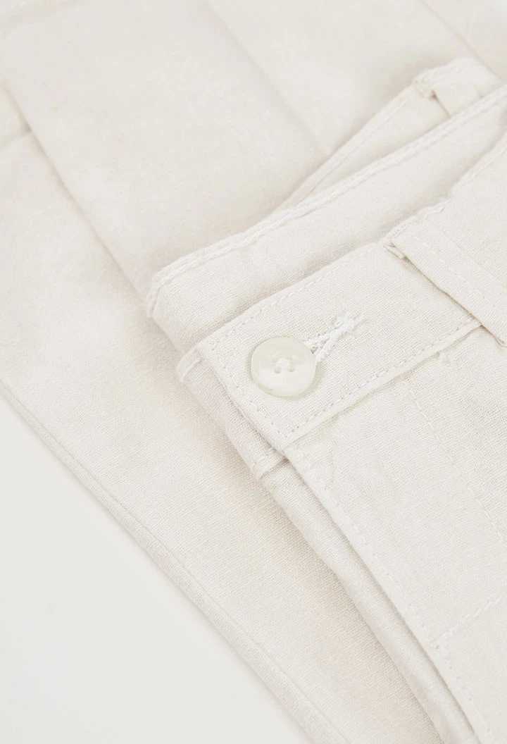 Pantalón niño lino blanco
