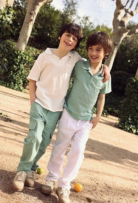 Pantaloni bambino lino bianco