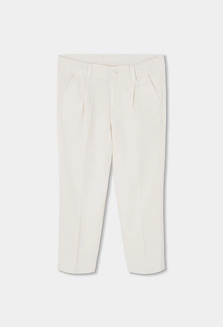 Pantalón niño lino blanco