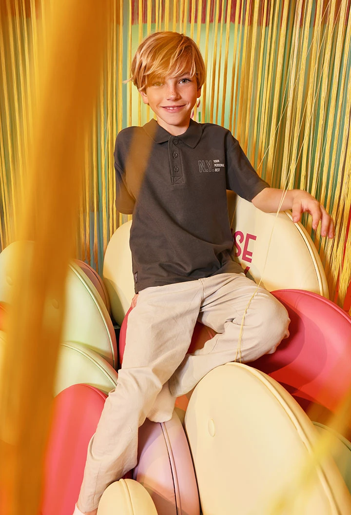 Grey linen trousers for boy