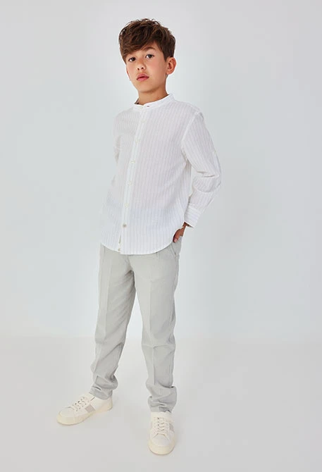 Pantaloni bambino lino grigio