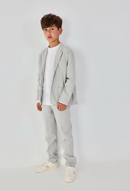 Pantaloni bambino lino grigio