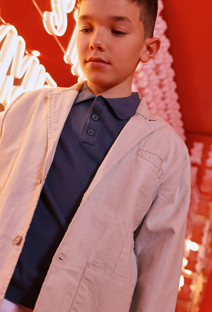 Blazer bambino di lino grigio
