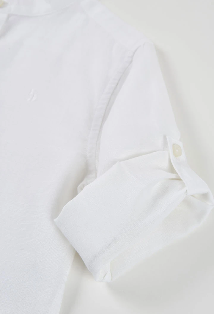Chemise enfant lin manches longues blanc