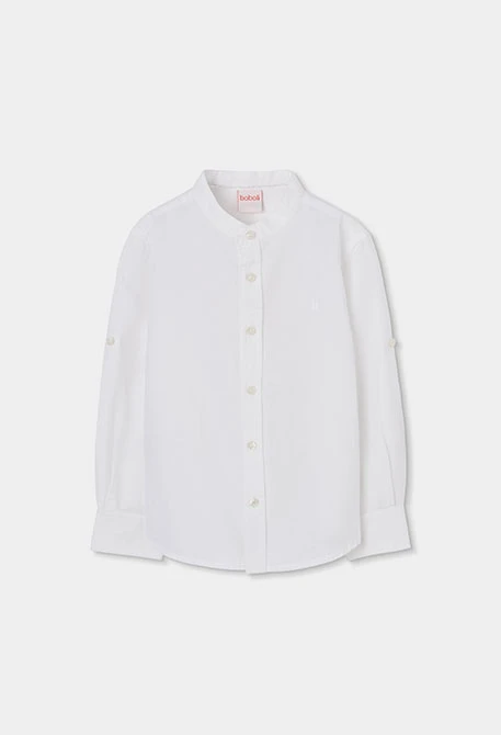 Camisa niño lino manga larga blanco