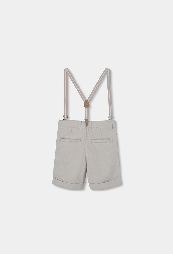 Grey linen braces Bermuda shorts