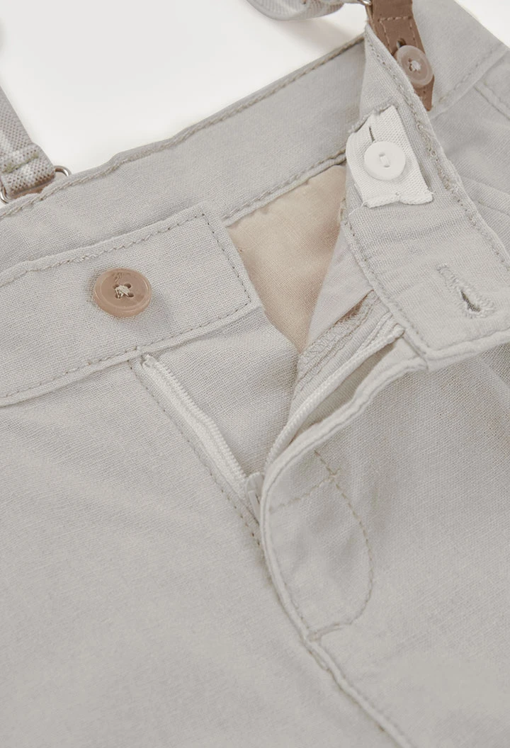 Grey linen braces Bermuda shorts