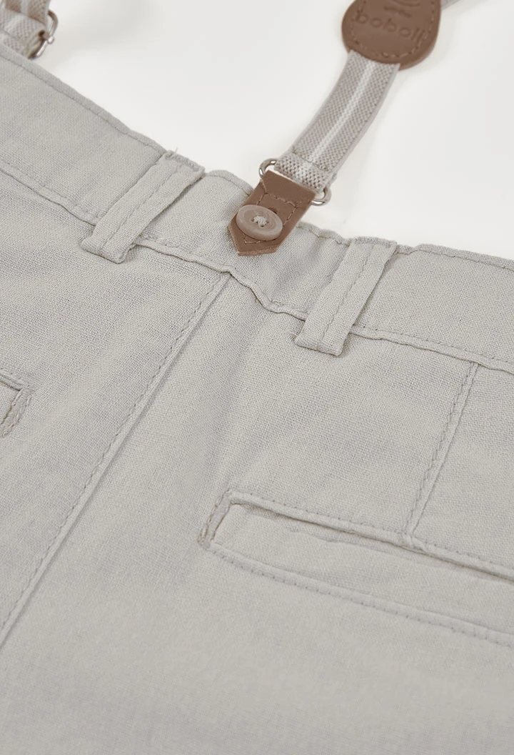 Grey linen braces Bermuda shorts