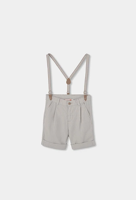 Grey linen braces Bermuda shorts