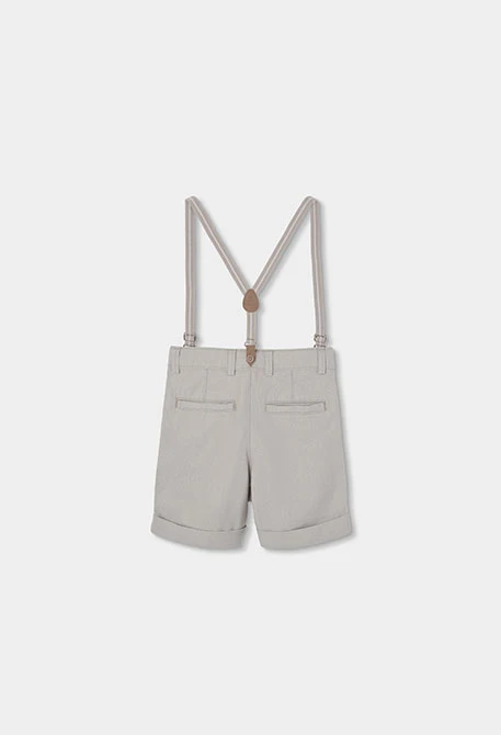 Grey linen braces Bermuda shorts