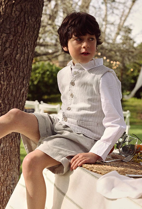 Gilet bambino lino rigato