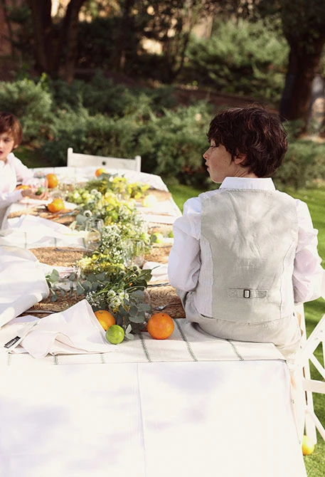 Gilet bambino lino rigato