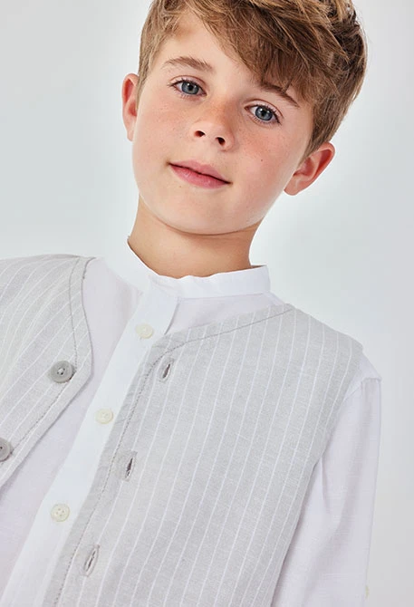 Gilet enfant en lin rayé