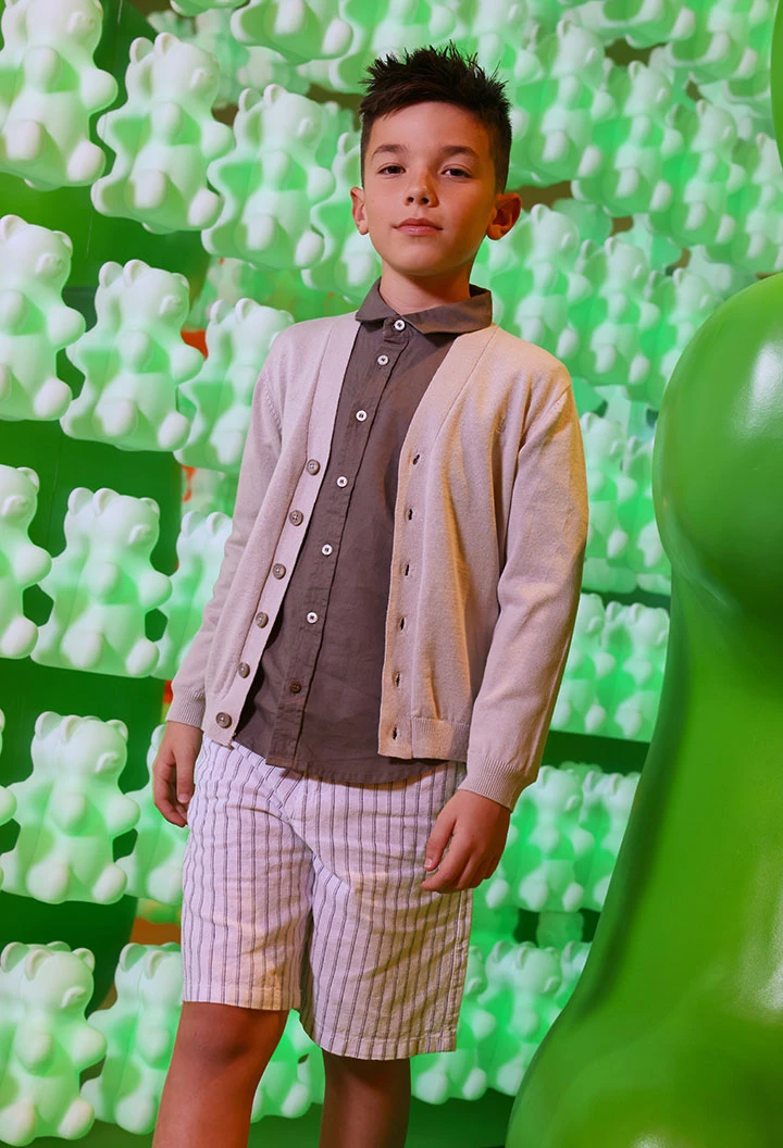 Chaqueta de punto beige niño