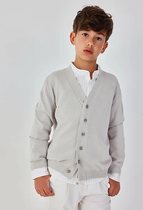 Beige knit jacket boy