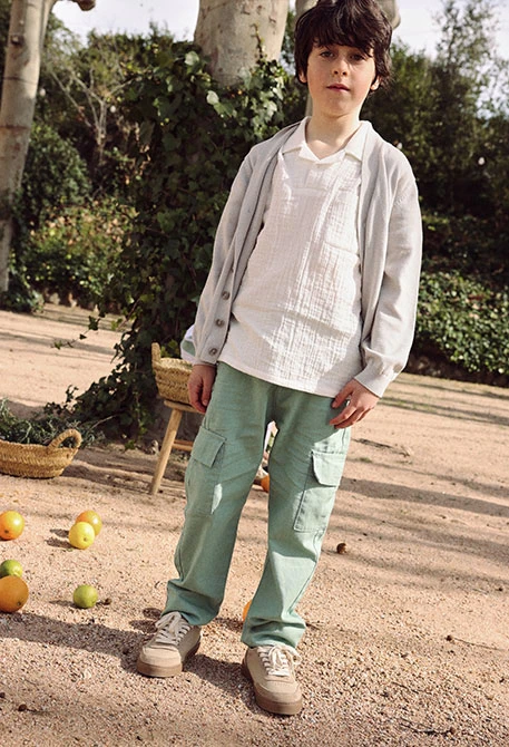 Giacca di maglia beige bambino