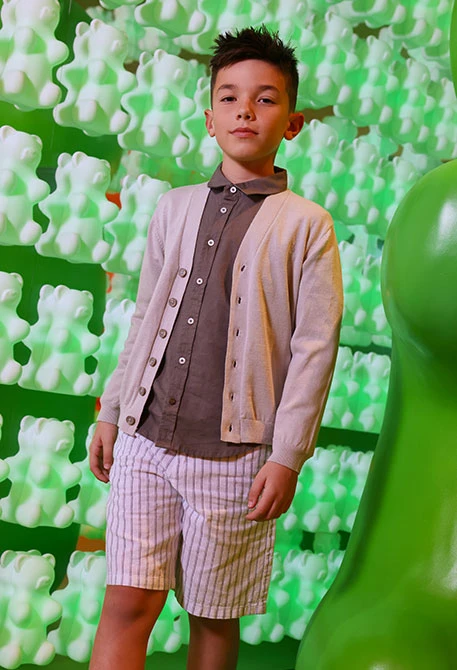 Chaqueta de punto beige niño