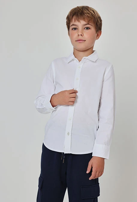 White long-sleeved Oxford shirt for boys