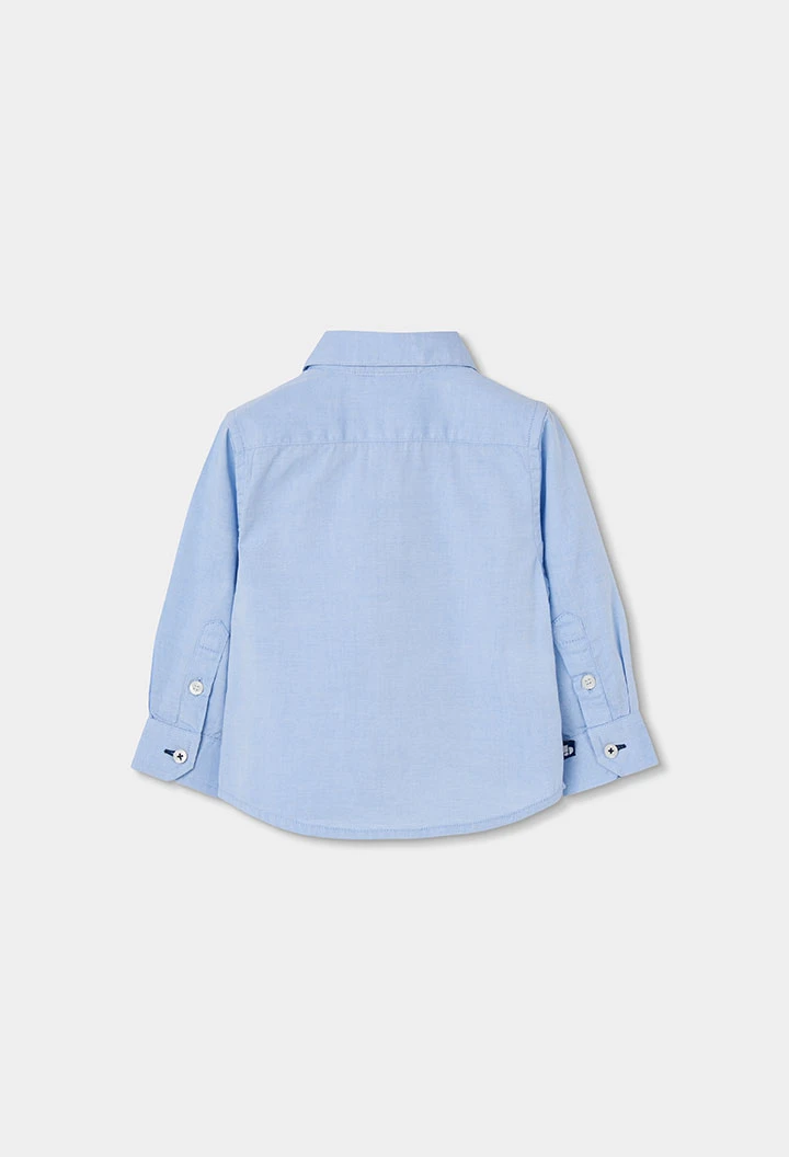 Camisa Oxford nen blau cel màniga llarga